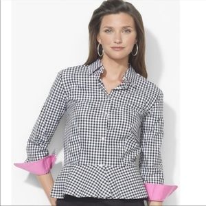 Lauren Ralph Lauren Gingham Peplum Top
